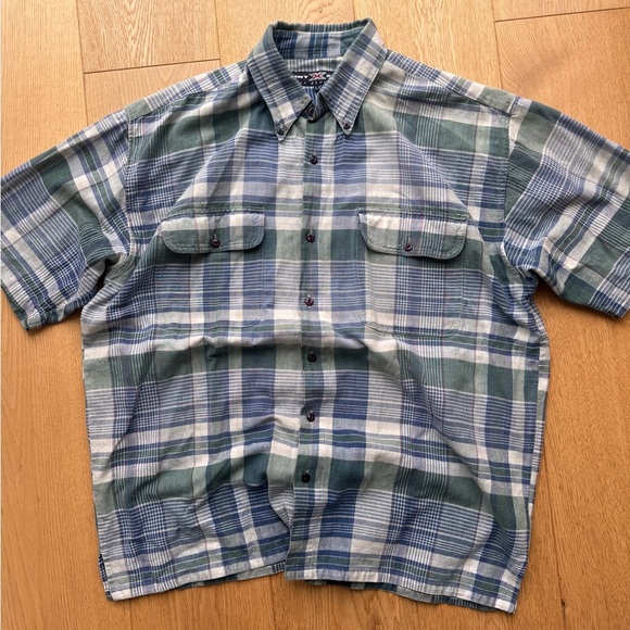 VINTAGE POINT ZERO OVERSIZED PLAID BUTTON UP SHORT SLEEVE SHIRT - L - Picture 3 of 15